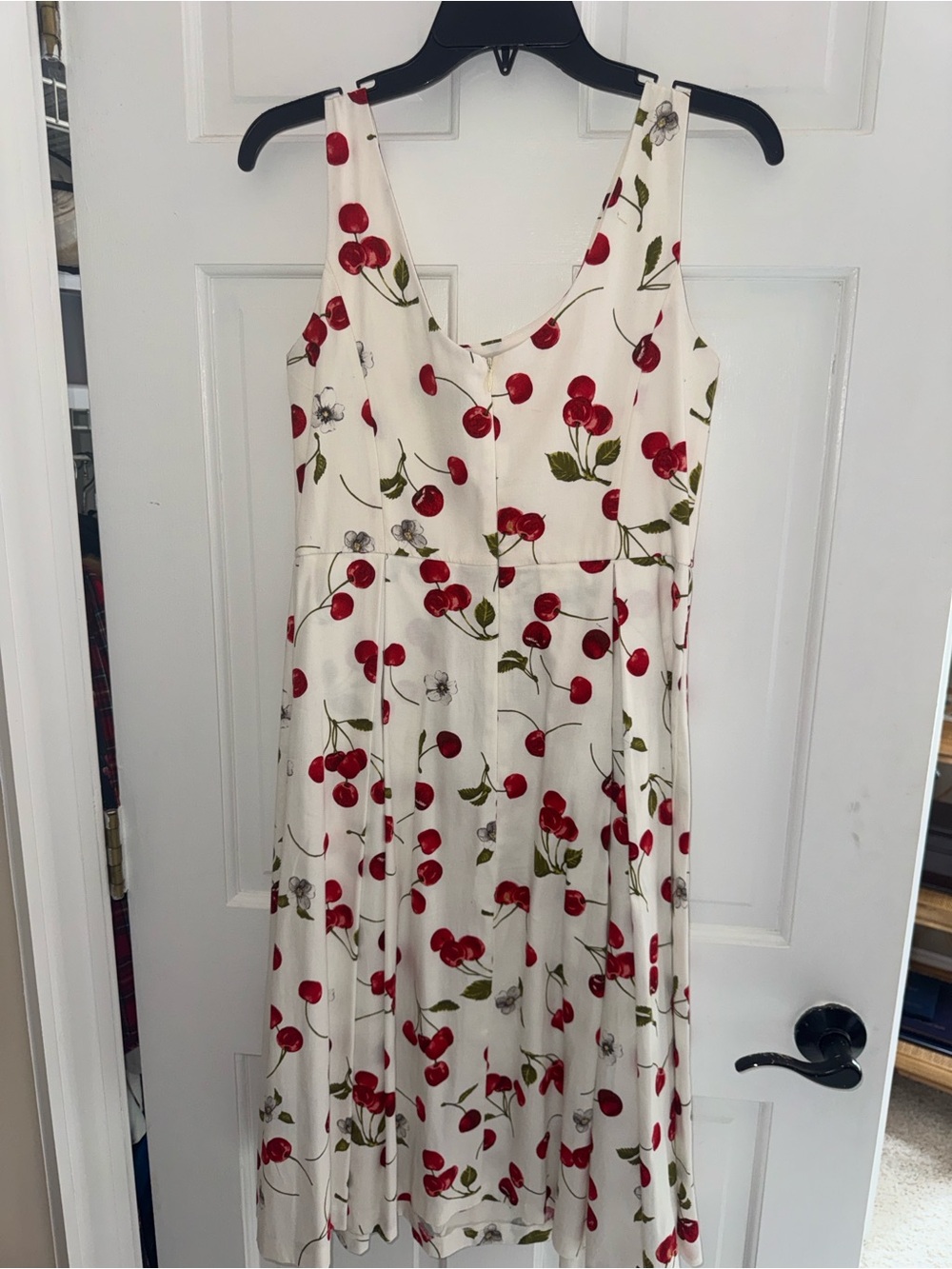 White Cherry-Print Sleeveless Midi Dress - Picture 2 of 2